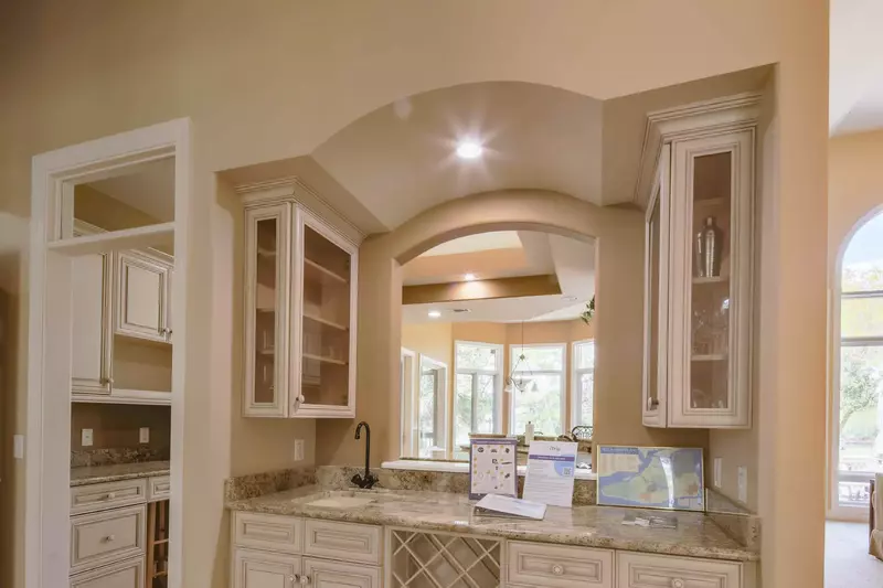 When you enter the home, you'll find this wet bar.