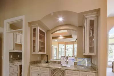 When you enter the home, you'll find this wet bar.