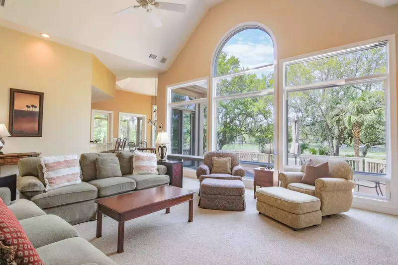 The living room opens into the dining area.
