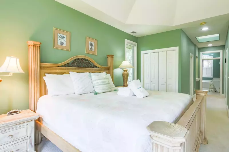 The master suite has an en suite bathroom.
