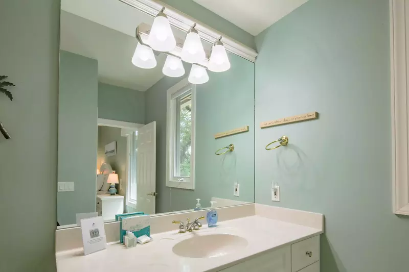 The en suite bathroom for the queen suite has a spacious vanity.