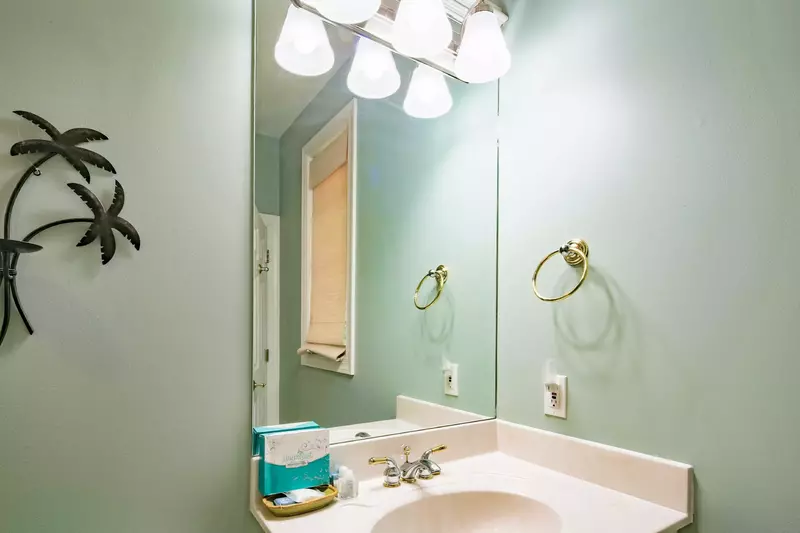 The en suite bathroom for the twin suite has a spacious vanity.