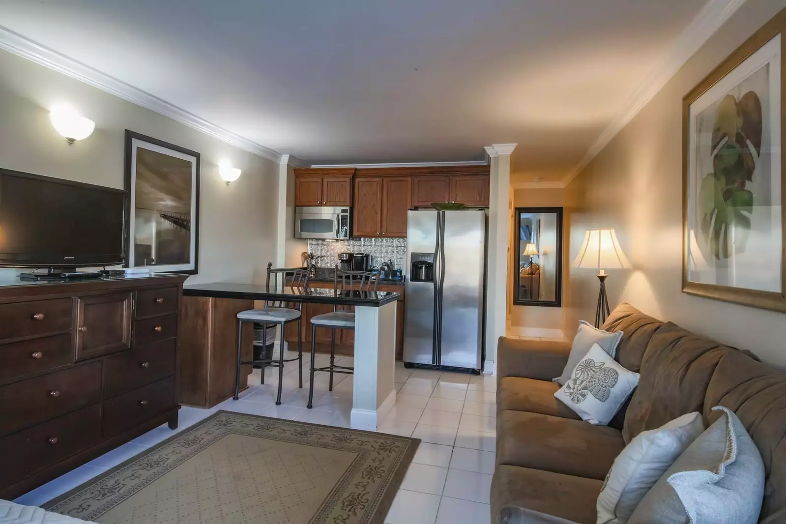 When you enter Ketch Studio, you will find this kitchenette and seating area.