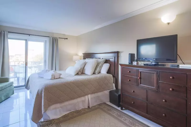 There is also a private balcony through the sliding glass doors.