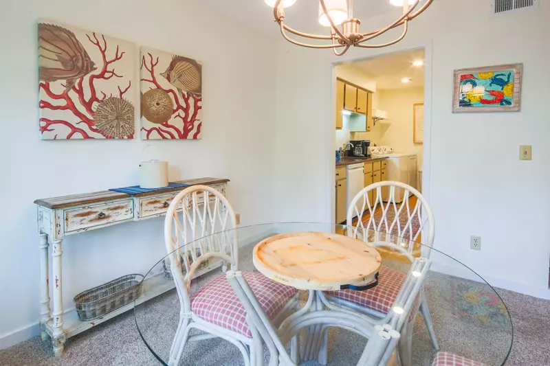 The dining room opens into the kitchen.