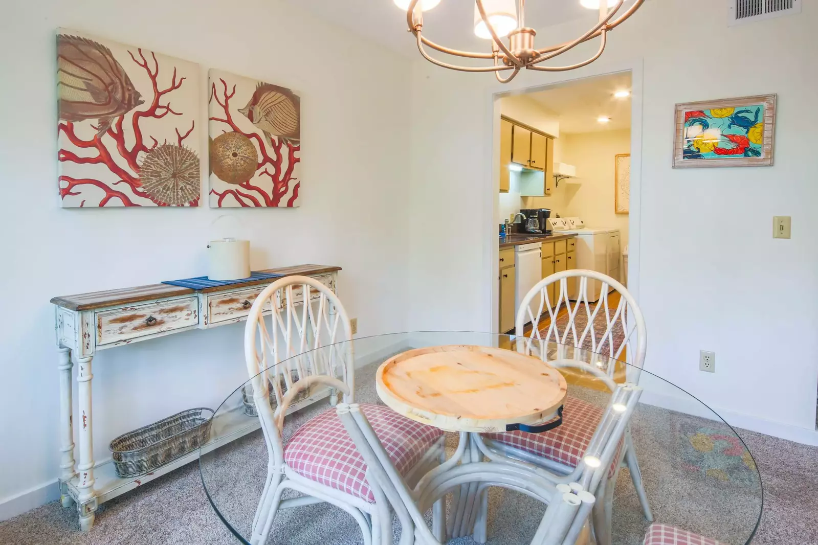 The dining room opens into the kitchen.