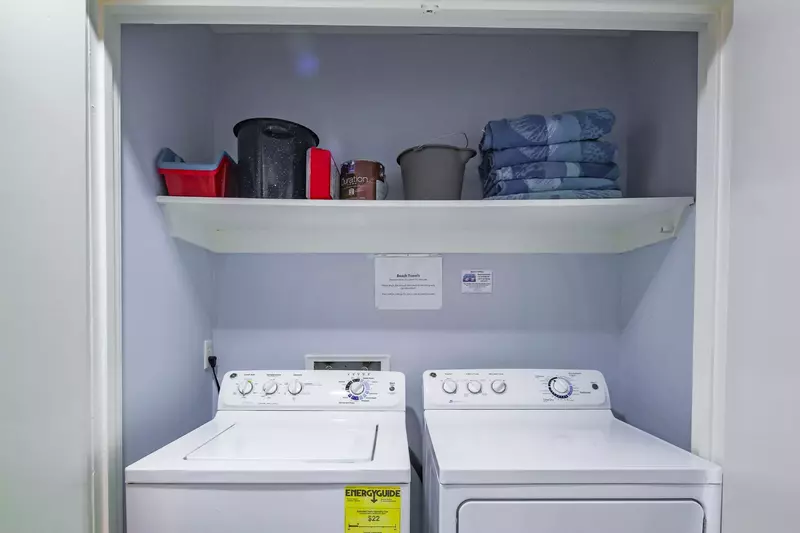 There is a full-sized washing machine and dryer in the villa.