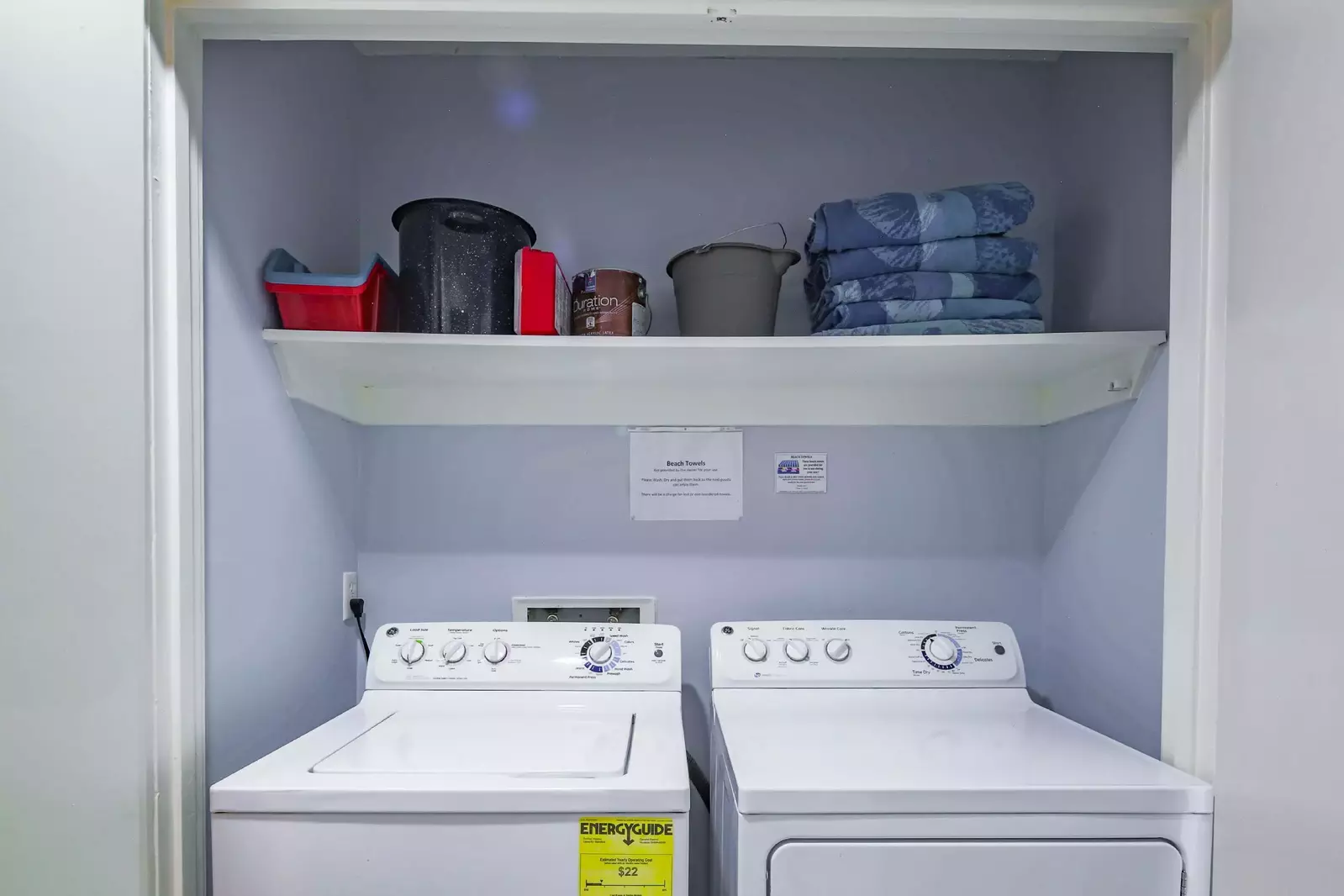 There is a full-sized washing machine and dryer in the villa.