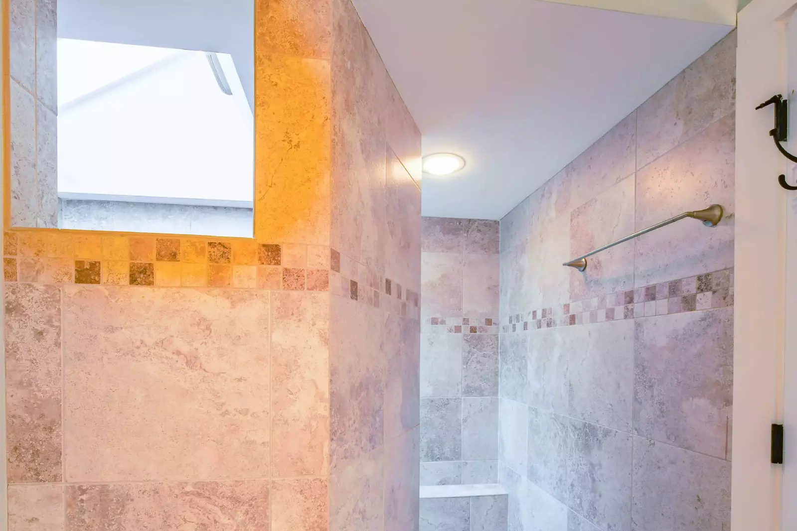 The en suite bathroom also has this glorious walk-in shower.