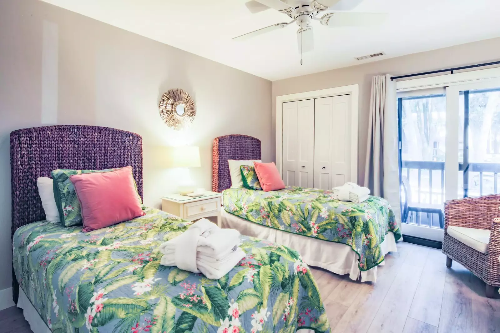 This guest suite is located on the lower level of the home.