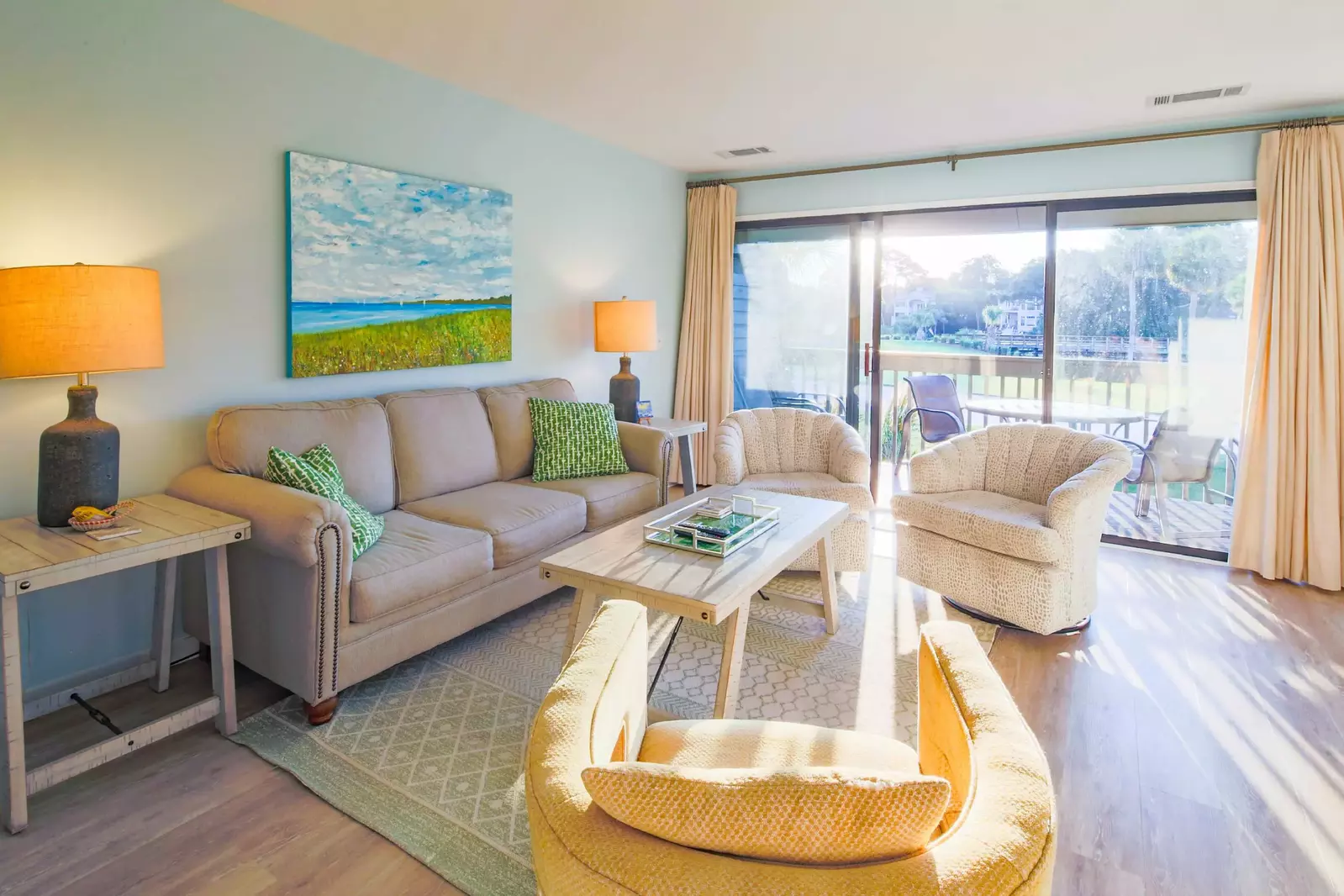 The Aurora is a renovated two bedroom villa with golf course views.