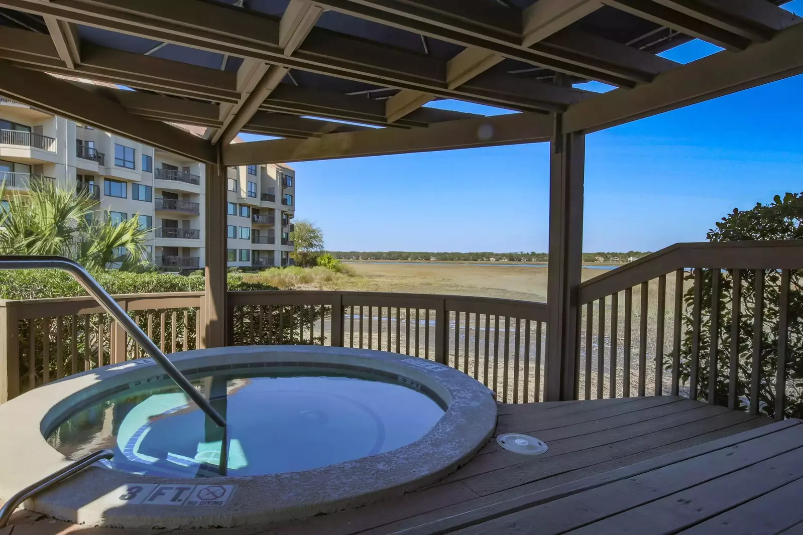 You'll never tire of these stunning marsh views from the community hot tub.