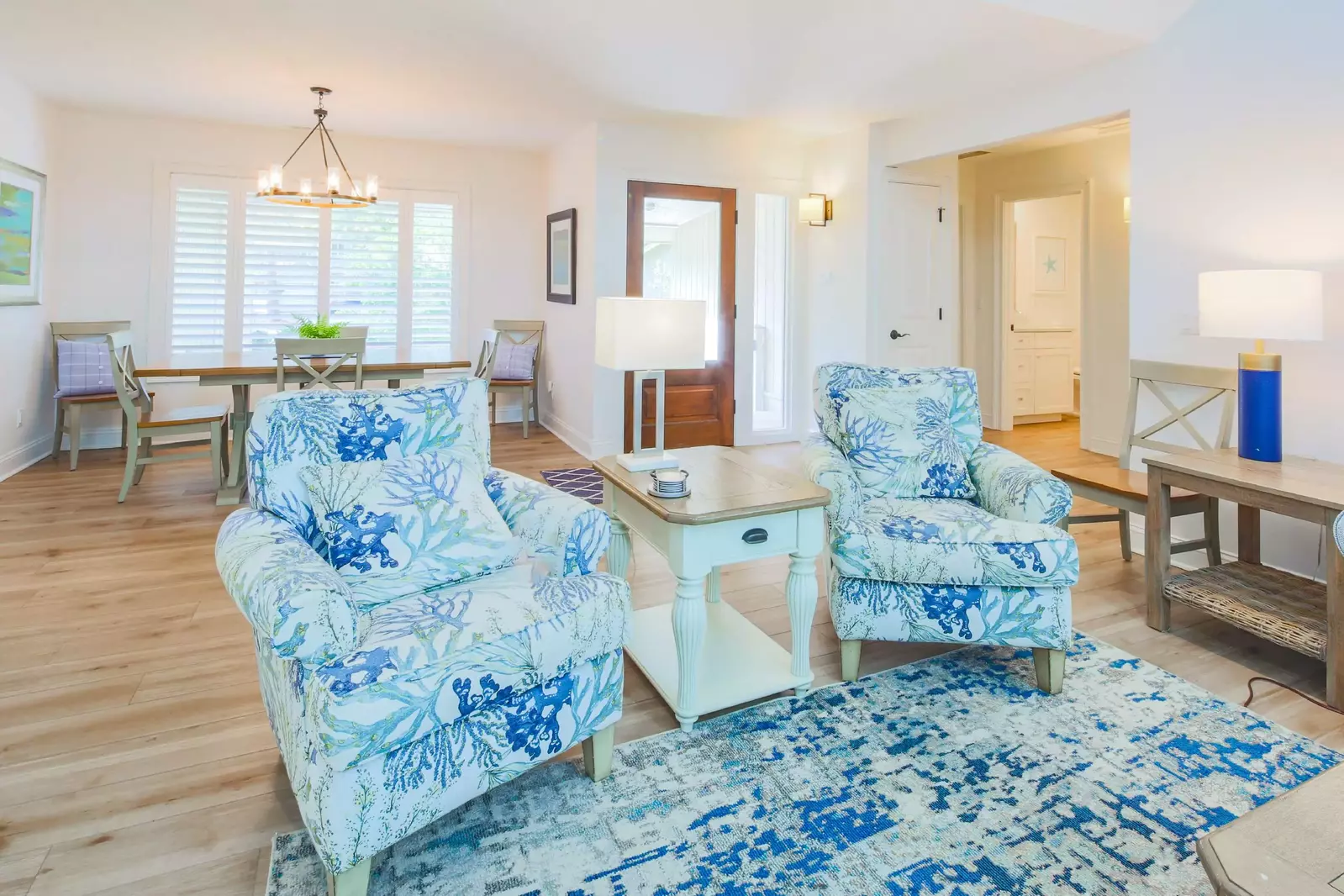 When you enter the front door, you will find this living room and dining area.
