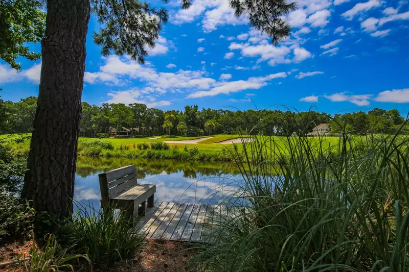 This bench on the private dock on the lagoon is the perfect spot for morning coffee or a little quiet time.