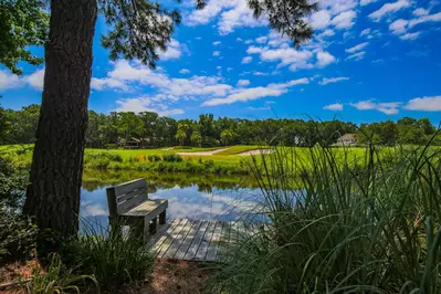 This bench on the private dock on the lagoon is the perfect spot for morning coffee or a little quiet time.