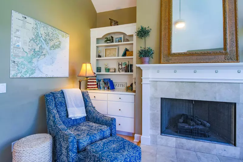 Immerse yourself in a good book in this armchair in the family room.