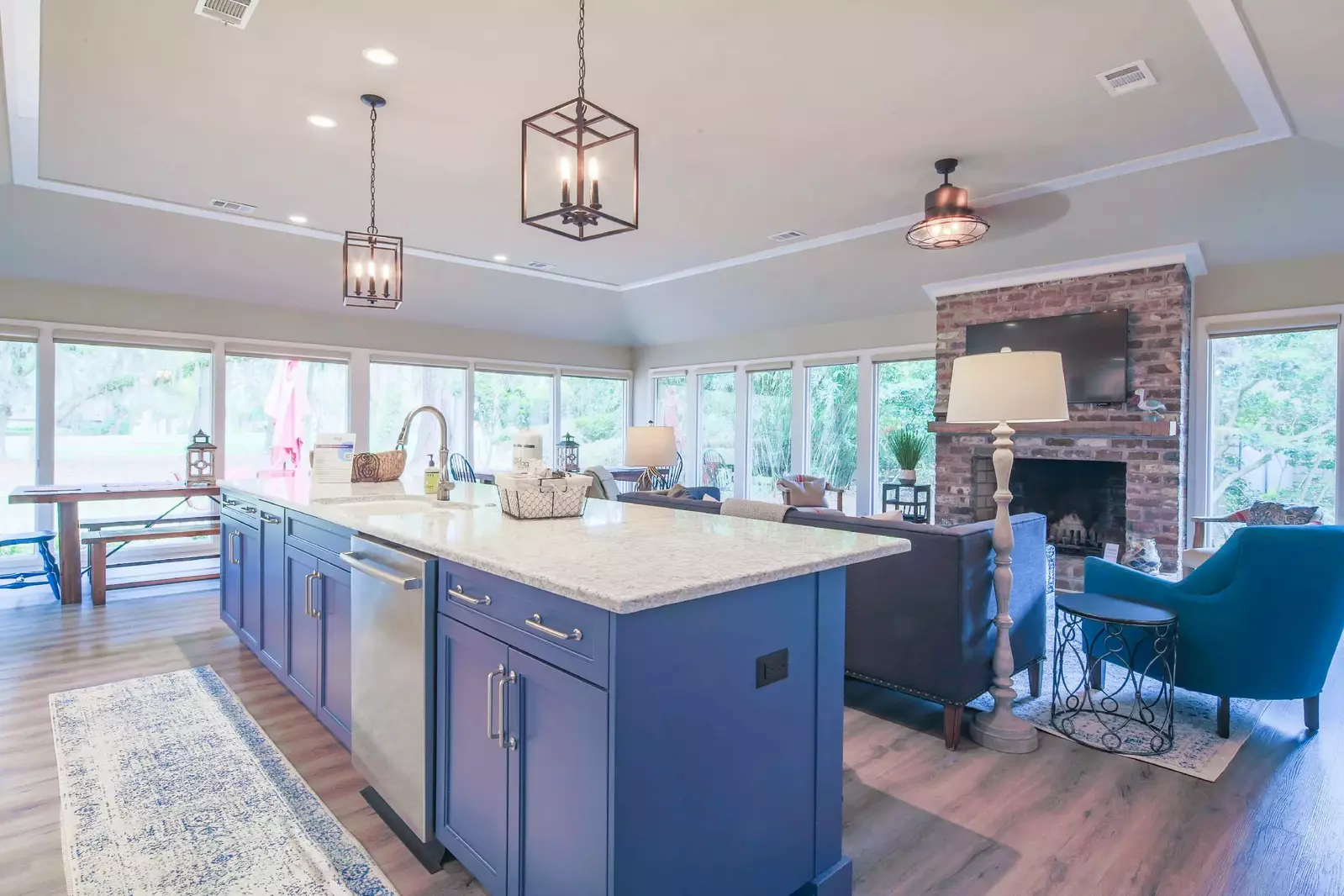 When you enter the home, you'll find this expansive great room with the kitchen, family room and dining area.