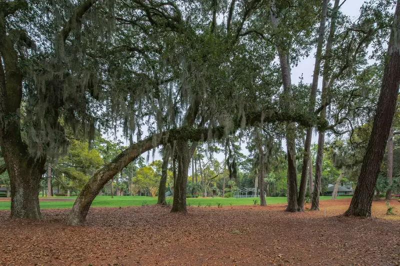 The back of the house looks out onto the 8th hole of Harbour Town Golf Course.