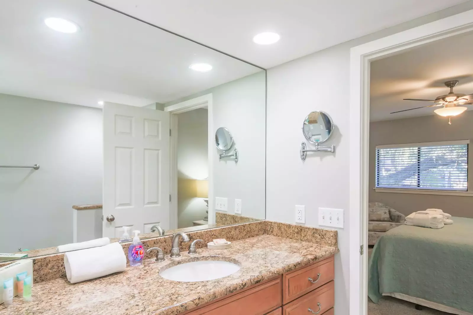 This en suite bathroom for the master suite features a spacious vanity.