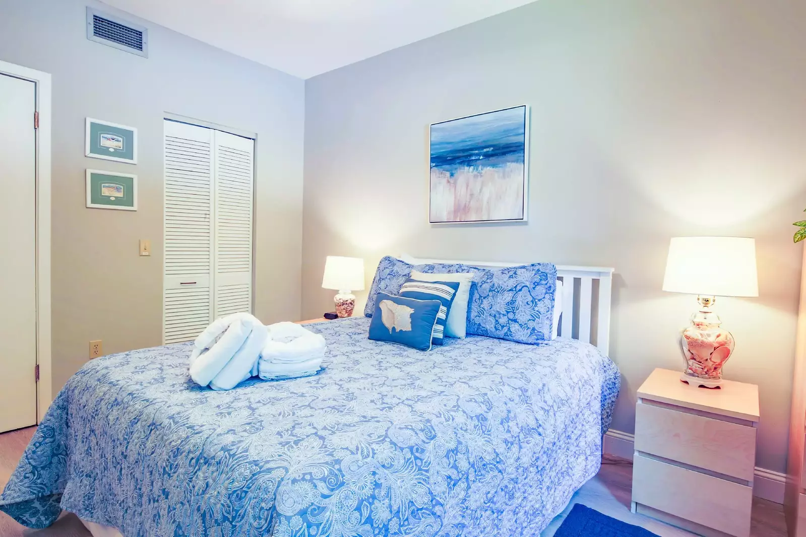 The bed will be made in advance of your arrival with freshly laundered sheets.