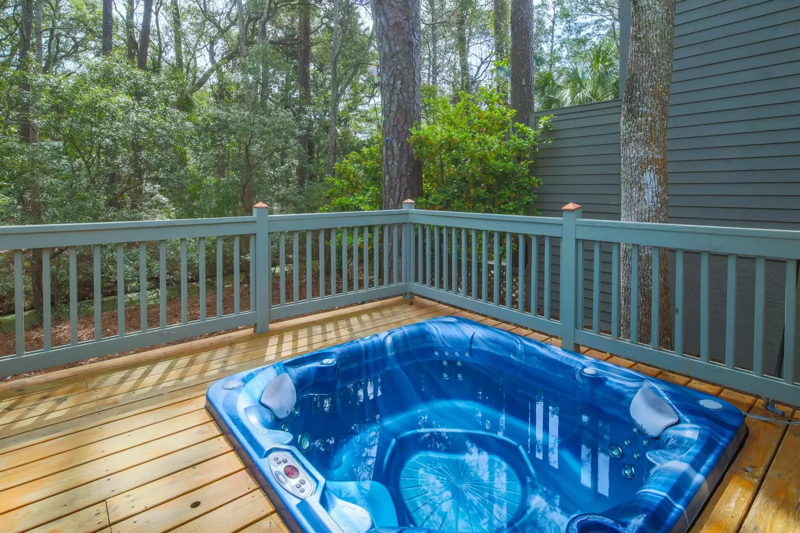 A Quiet Place features a spacious back deck with private hot tub.