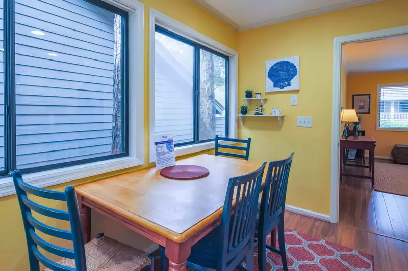 The kitchen area also connects to the home's family room.