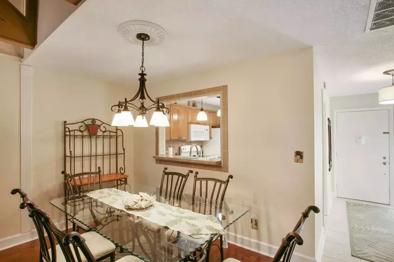 Dining area seats six comfortably