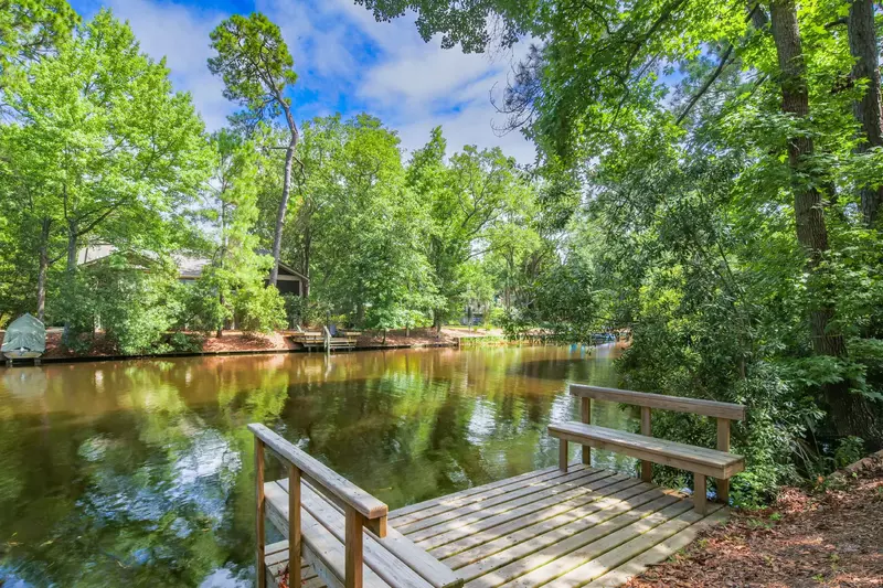 There is a private dock in the backyard for launching your canoe into the lagoon.