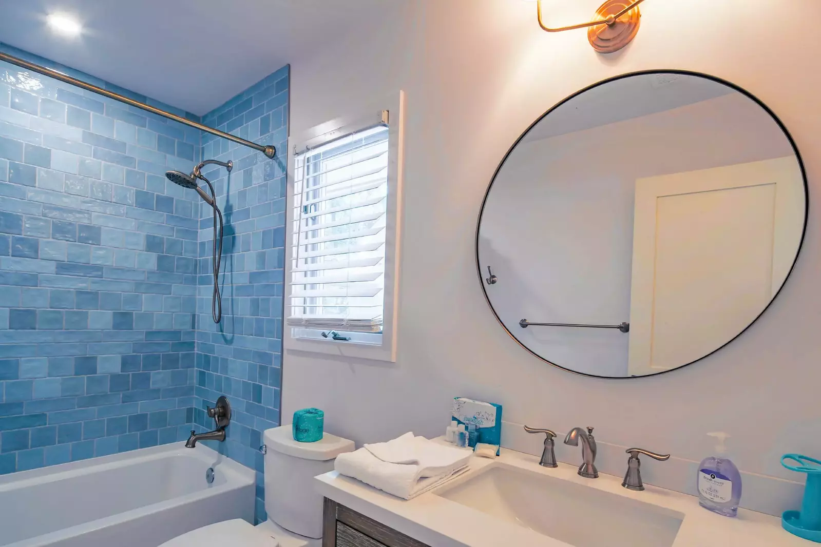 There is also a beautifully tiled shower/tub combo within the hallway bathroom.