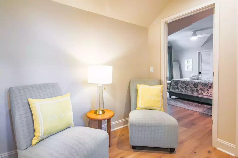 This seating area is located outside the two guest bedrooms above the garage.