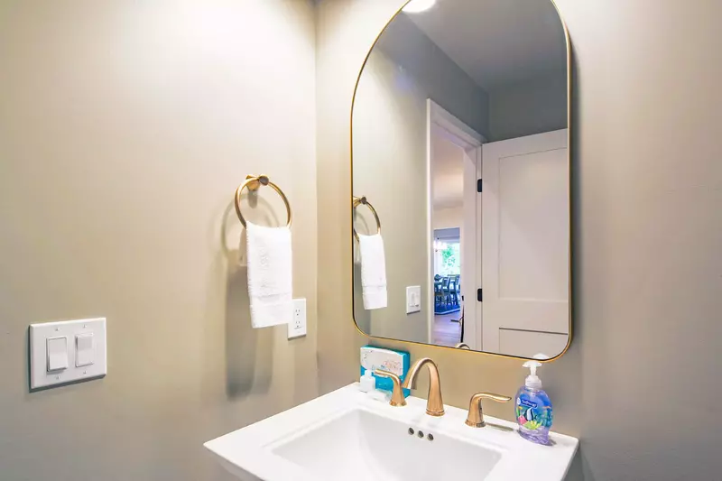 There is also a half bathroom near the kitchen.