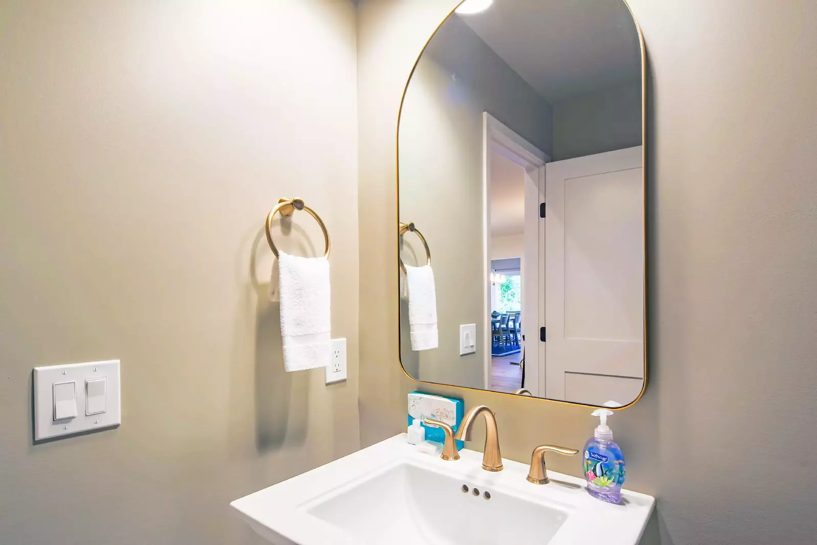There is also a half bathroom near the kitchen.