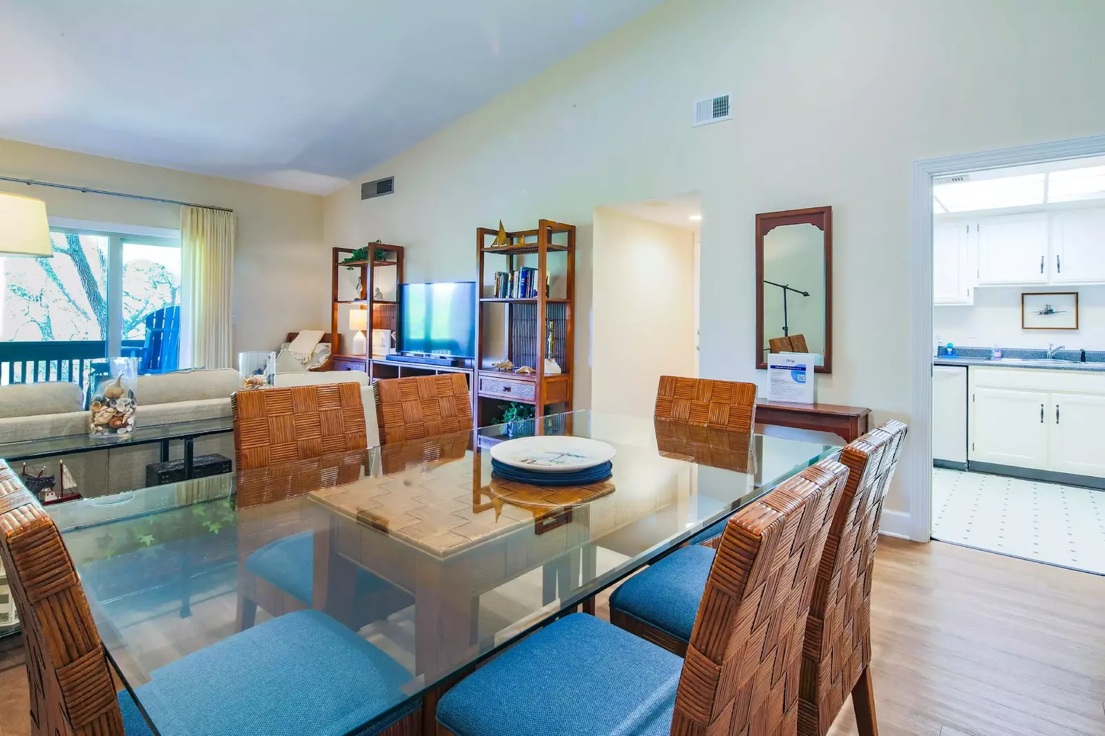 When you enter the villa, you'll find the dining area, living room and kitchen.