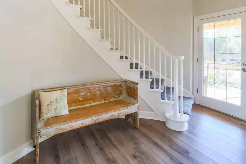 When you enter the front door, you'll find this entryway and staircase to the second floor.