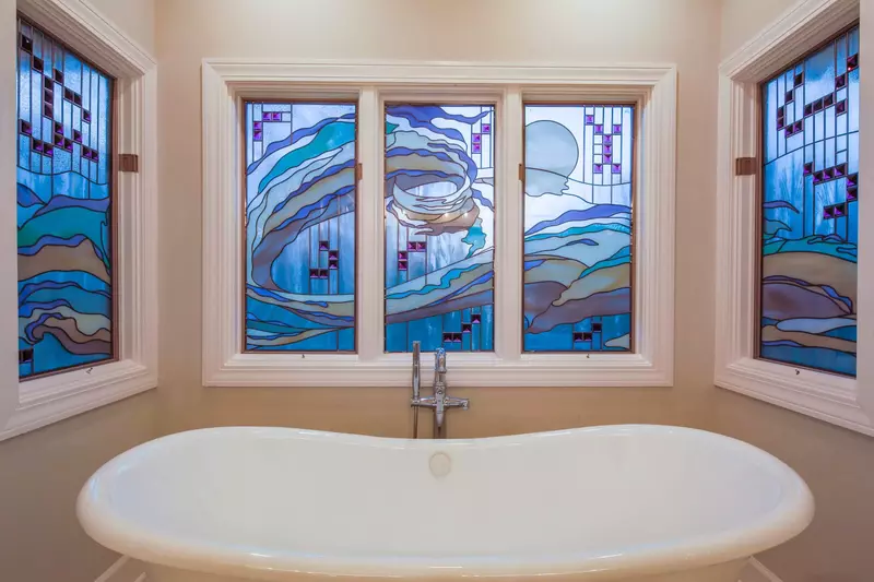 The en suite bathroom for the master suite also has a standalone soaking tub.