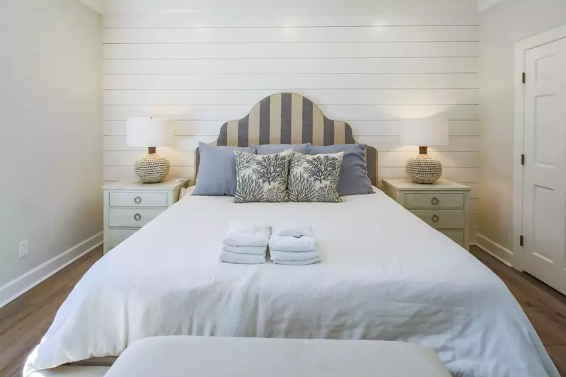 The home's second master suite is also located on the lower level near the entryway and living room.