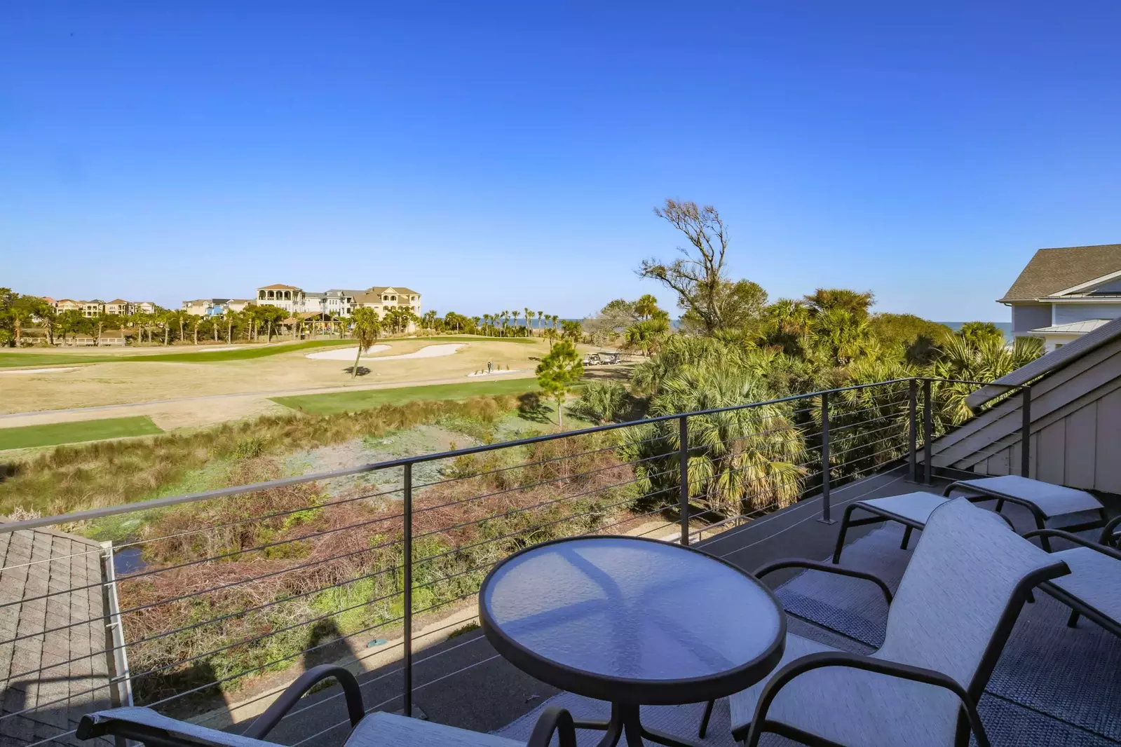 There's plenty of outdoor seating available on the second floor balcony.