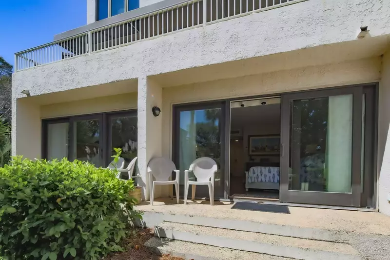 Step out onto the patio to enjoy the sunshine and ocean breezes.