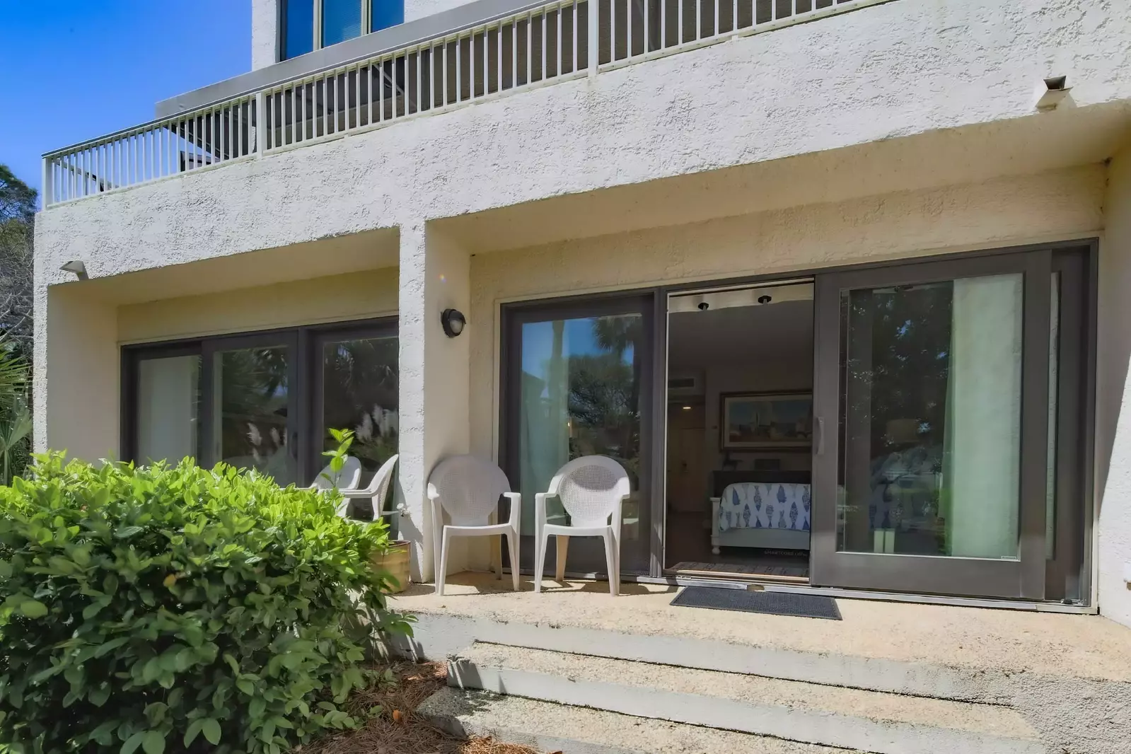 Step out onto the patio to enjoy the sunshine and ocean breezes.