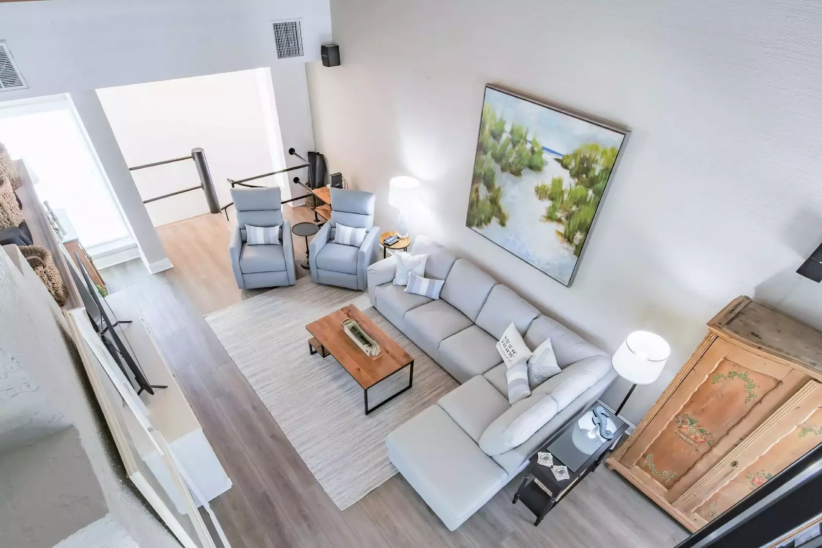The living room is located on the villa's second floor.