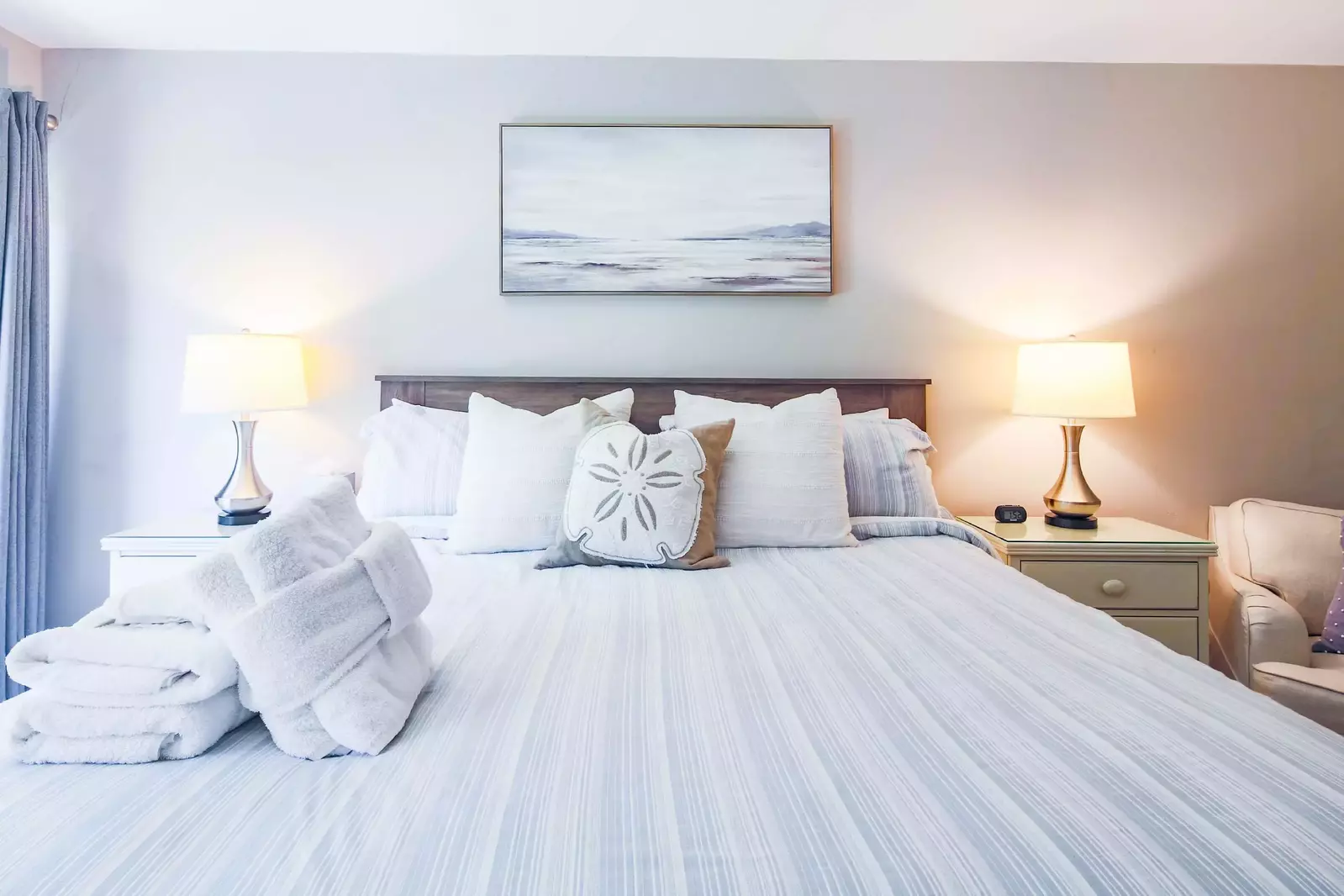 Each of the beds will be made in advance of your arrival with freshly laundered sheets.