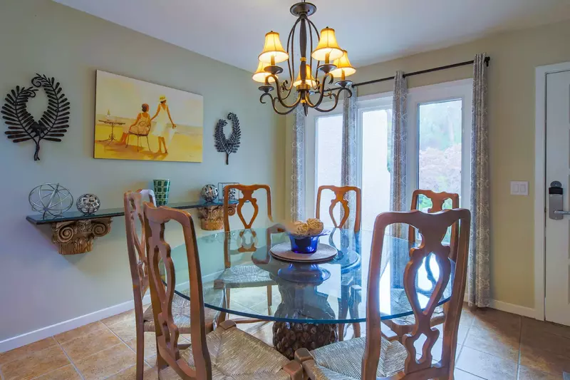 The dining table seats 6.
