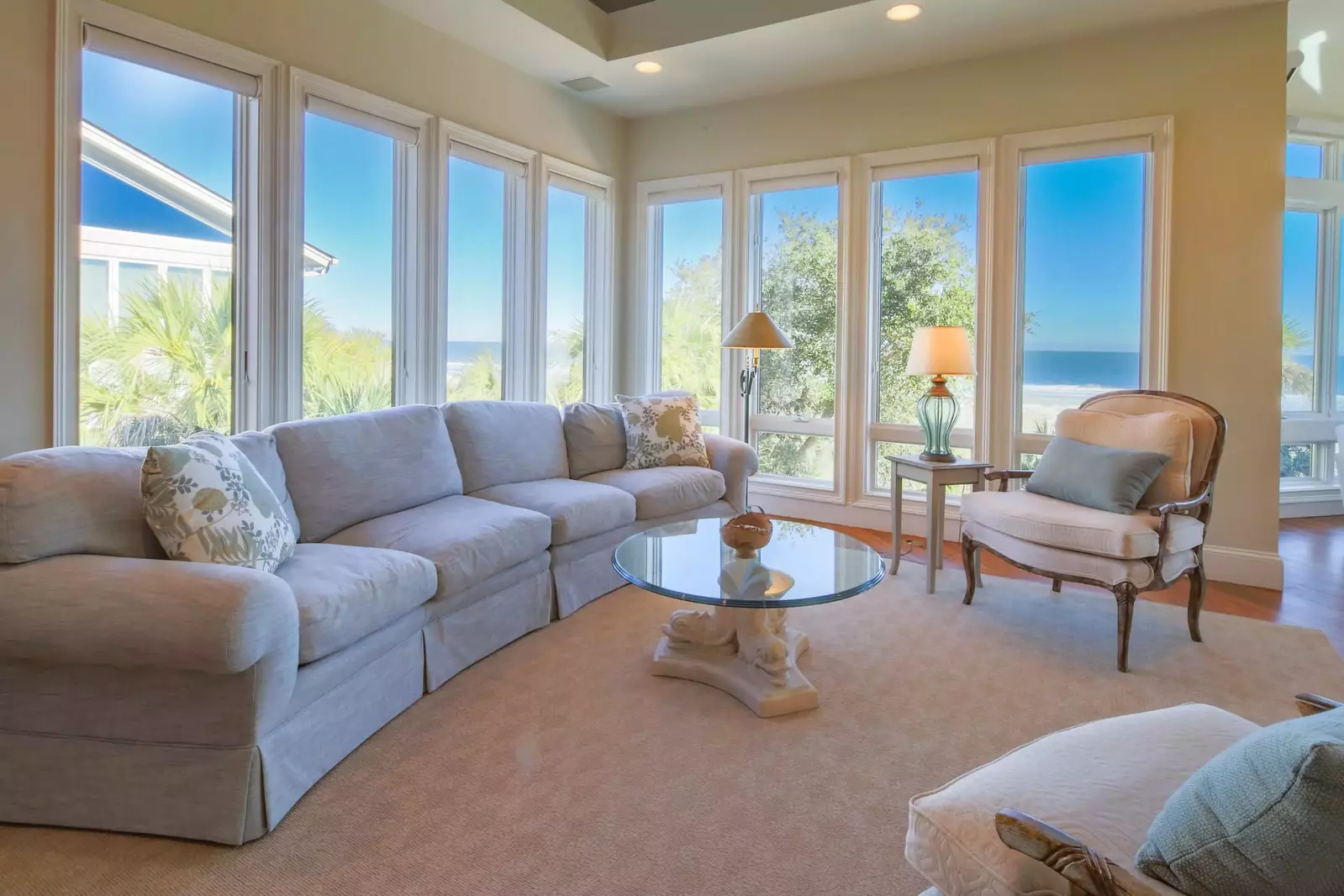 The wall-to-wall windows along the oceanside of the home provide fabulous views and warm natural light.