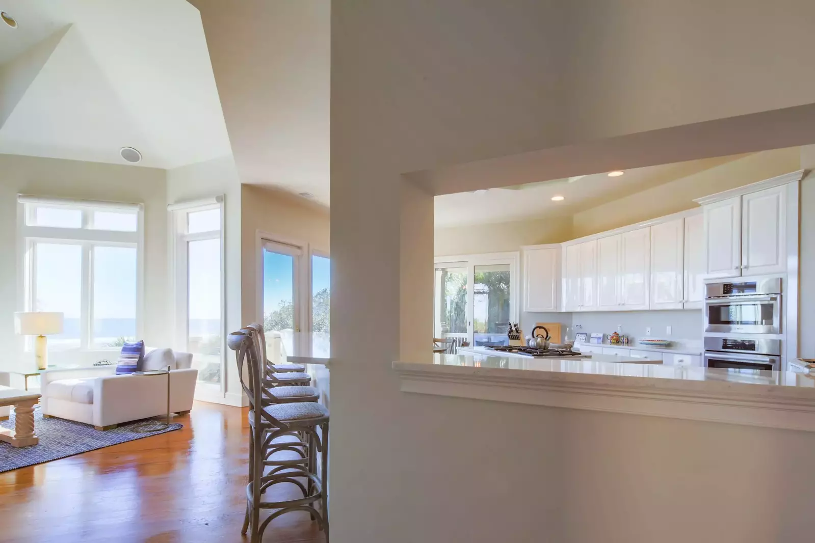 The family room flows into the kitchen.
