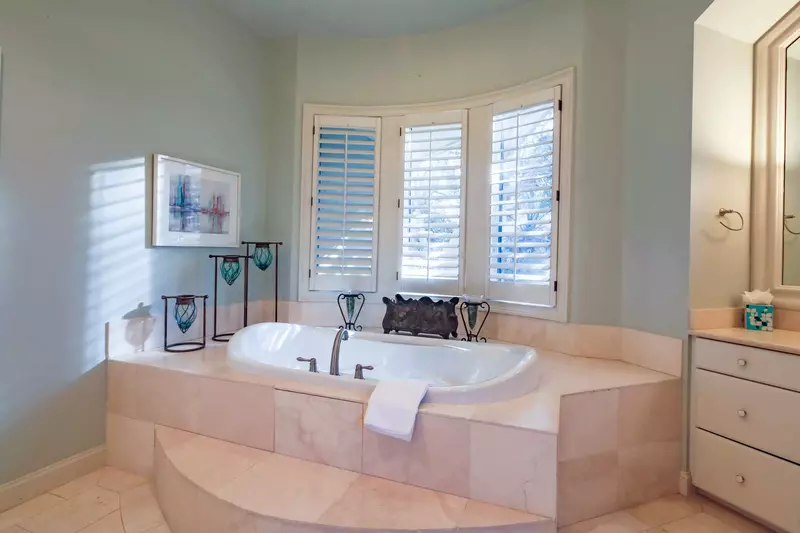 Soak your stresses away in this spacious tub.