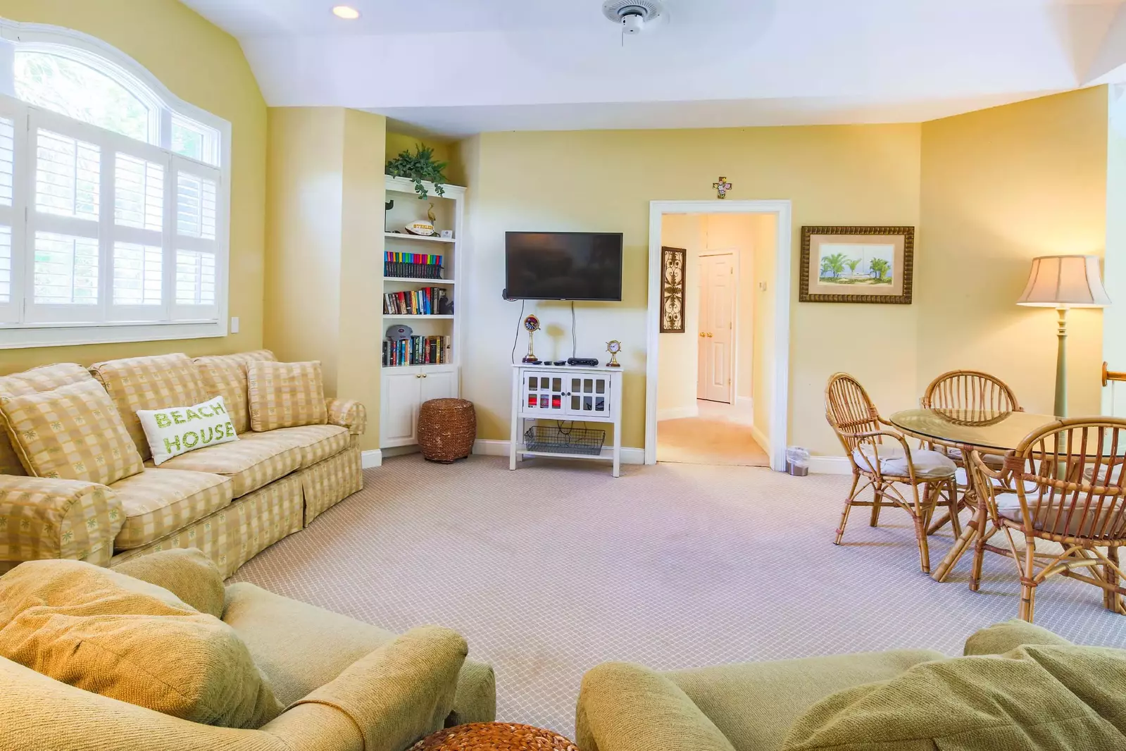 This comfortable family room is located on the second floor.