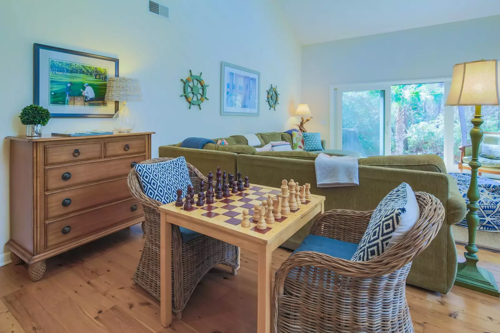 When you enter the living room from the home's entryway, you will find this chess table.