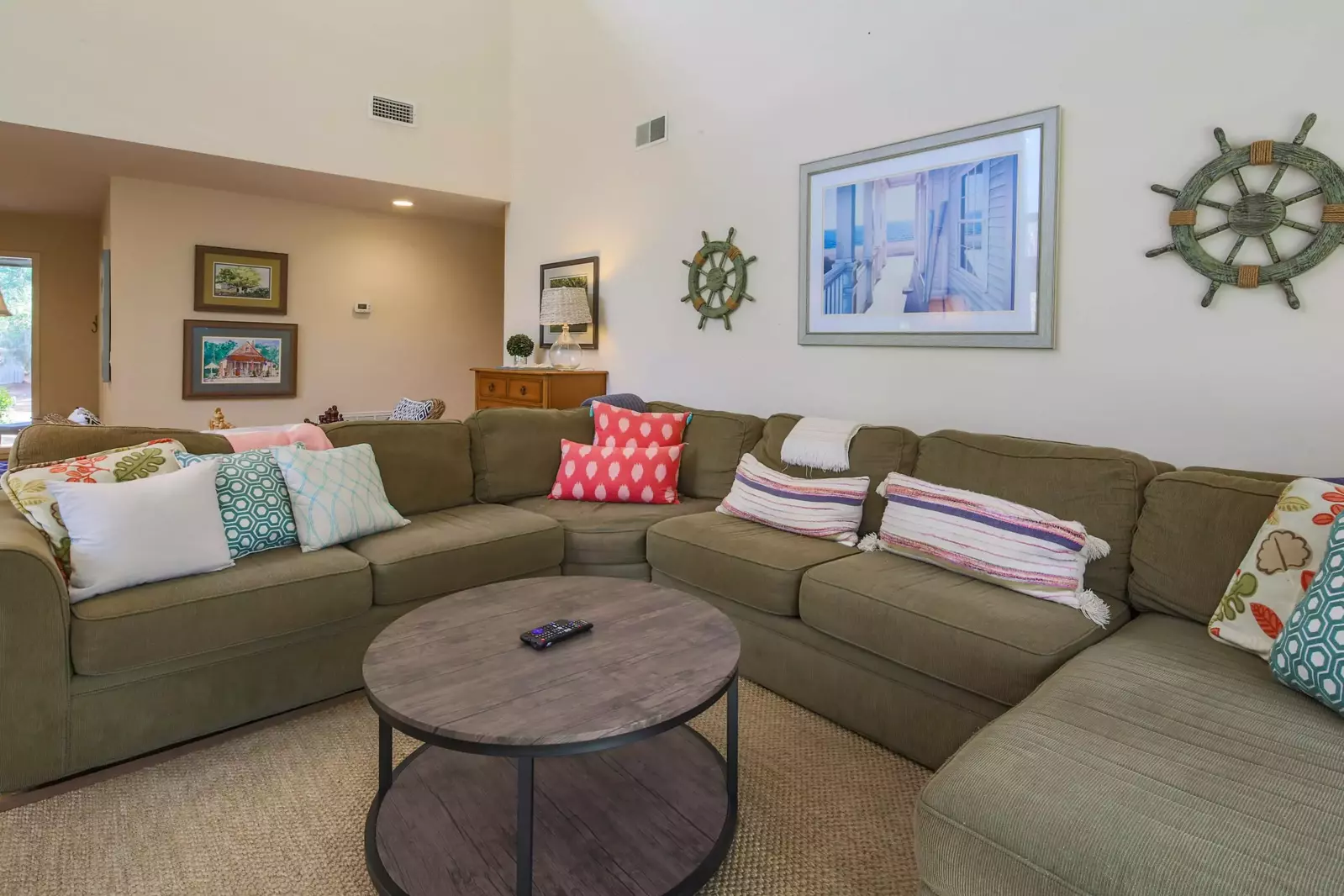 The living room features a comfortable & spacious sectional.