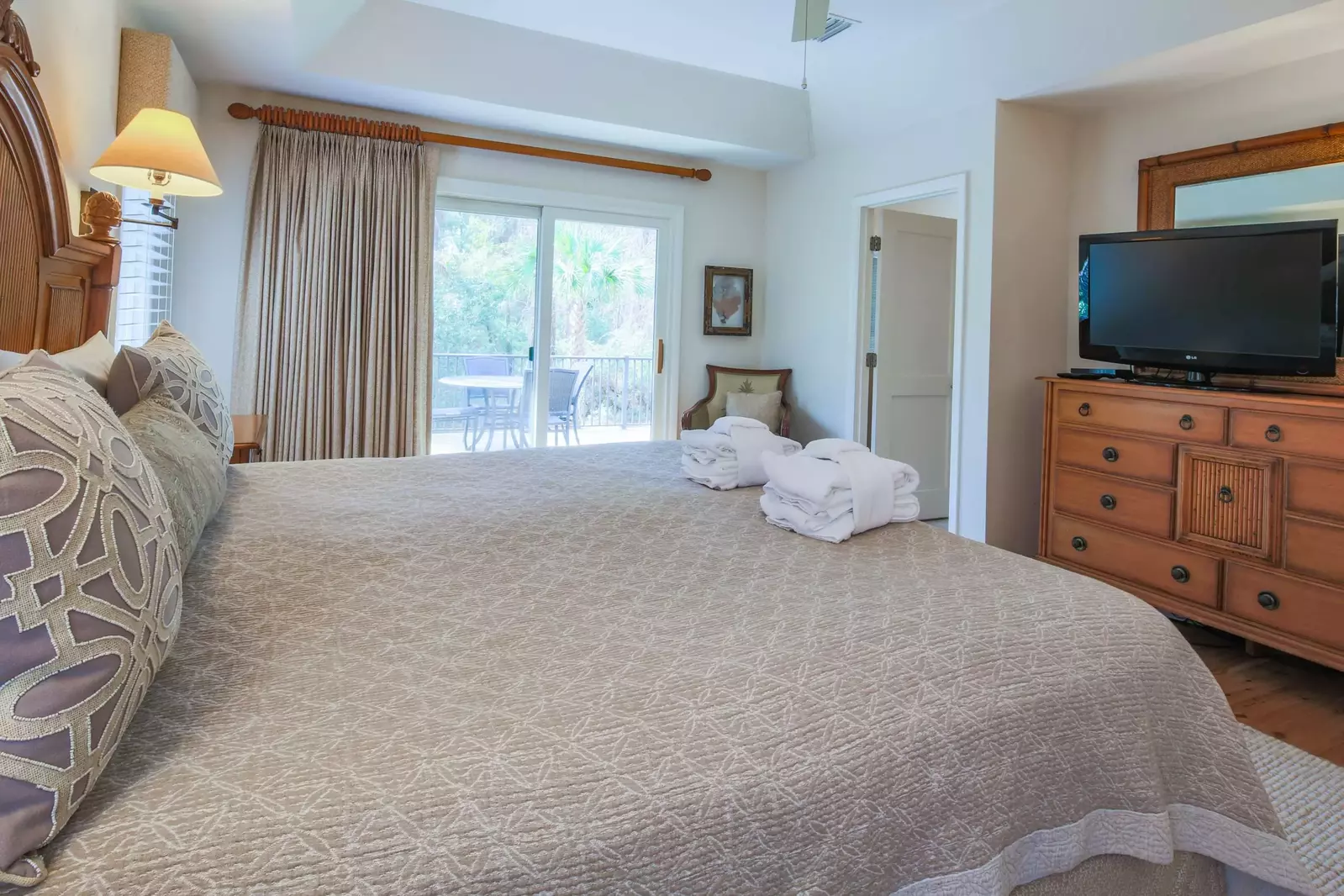 The master suite also has an en suite bathroom through the door in this photo.