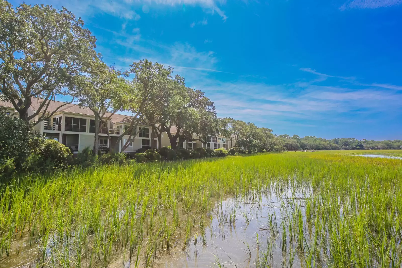 The marsh located behind Shelter Cove Villas is tidal -- you can watch the water levels change throughout the day.